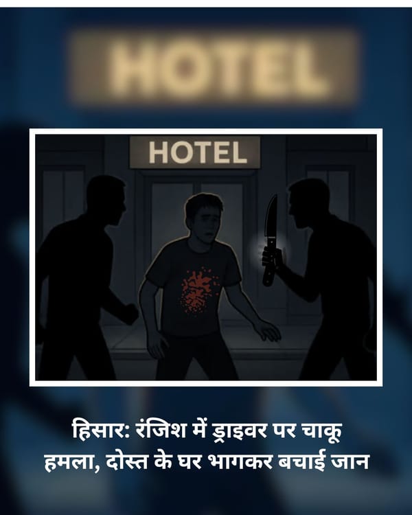 हिसार: रंजिश में ड्राइवर पर चाकू हमला, दोस्त के घर भागकर बचाई जान!